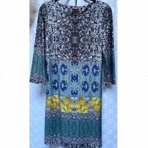 Isle By Melis Kozan Mosaic Floral Print Stretch Dress Size M